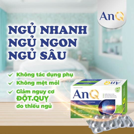 Viên Uống Ngủ Ngon AnQ Cải Thiện Mất Ngủ, Giúp Ngủ Sâu, Dưỡng Tâm, An Thần, Tăng Cường Trí Nhớ, Hộp 20 Viên