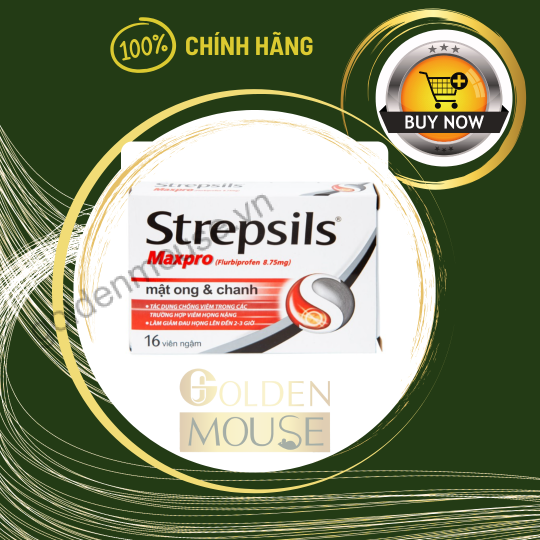 Viên ngậm trị đau họng nặng Strepsils Maxpro hộp 16 viên