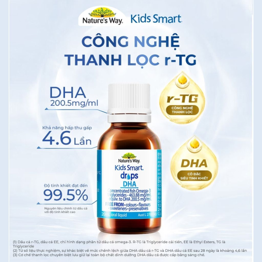 Nature's Way Kids Smart Drops DHA - Bổ sung DHA, EPA tốt cho não bộ, mắt và hệ thần kinh