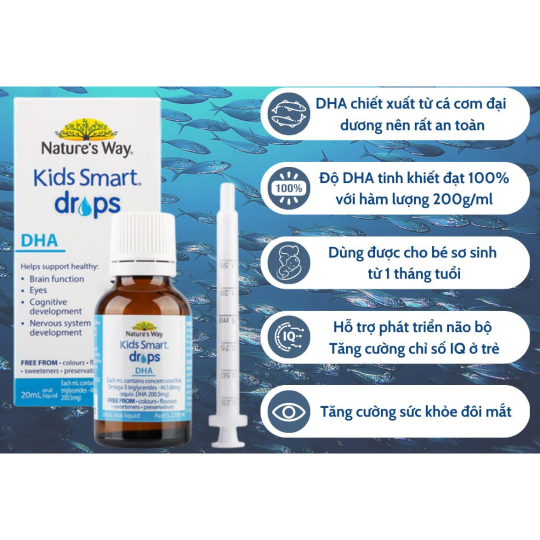 Nature's Way Kids Smart Drops DHA - Bổ sung DHA, EPA tốt cho não bộ, mắt và hệ thần kinh