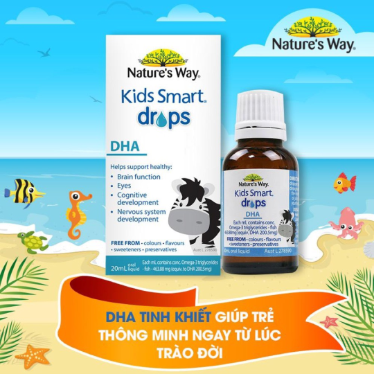 Nature's Way Kids Smart Drops DHA - Bổ sung DHA, EPA tốt cho não bộ, mắt và hệ thần kinh