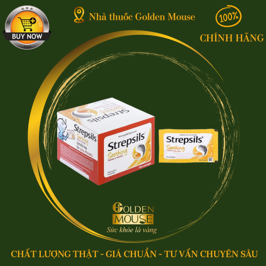 Viên ngậm Strepsils Soothing Honey & Lemon giảm đau họng (50 gói x 2 viên)